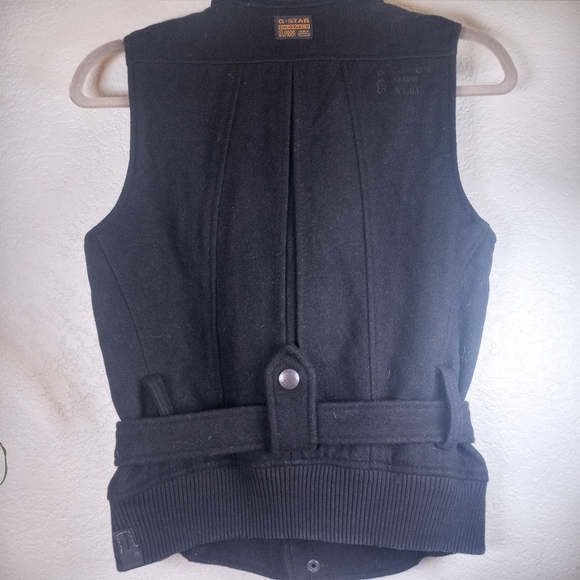 G Star Raw Denim Wool Blend Military Utility Belted Zip Up Vest - Picture 9 of 14